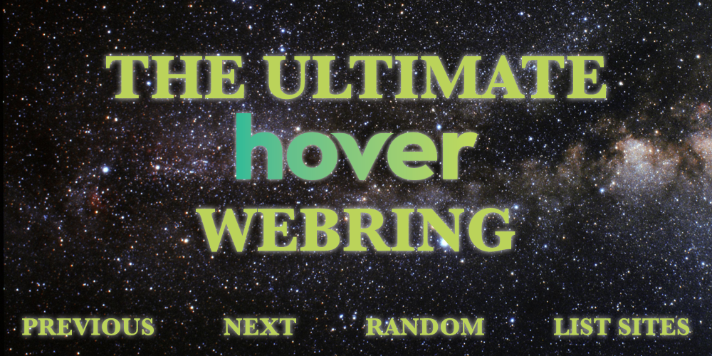 Retro looking webrings picture that says "The ultimate hover webring"