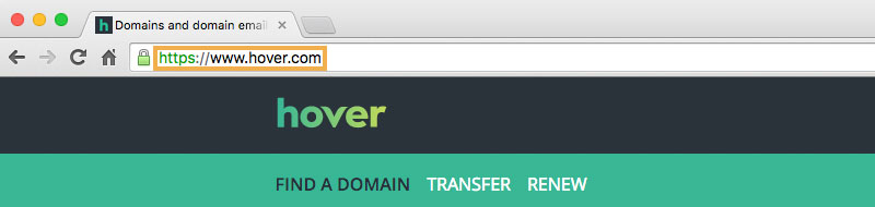 Hover domain selected in the browser