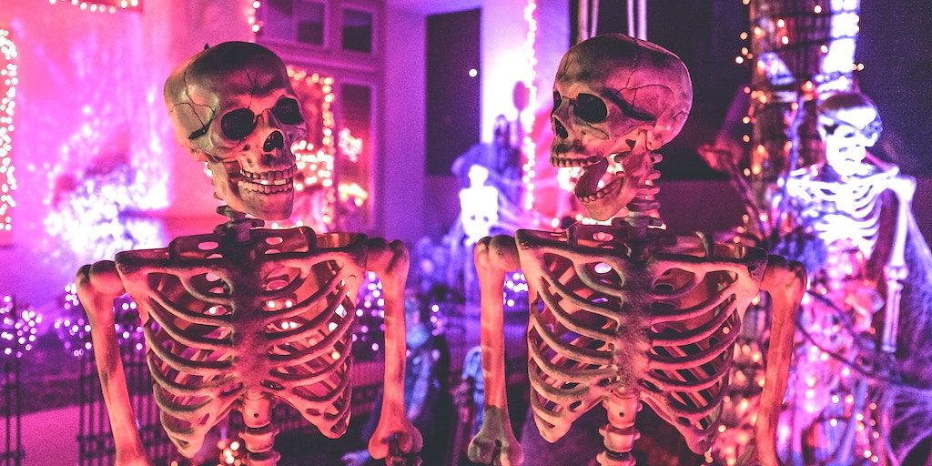 skeletons wishing they were alive so they could get a Halloween-themed domain